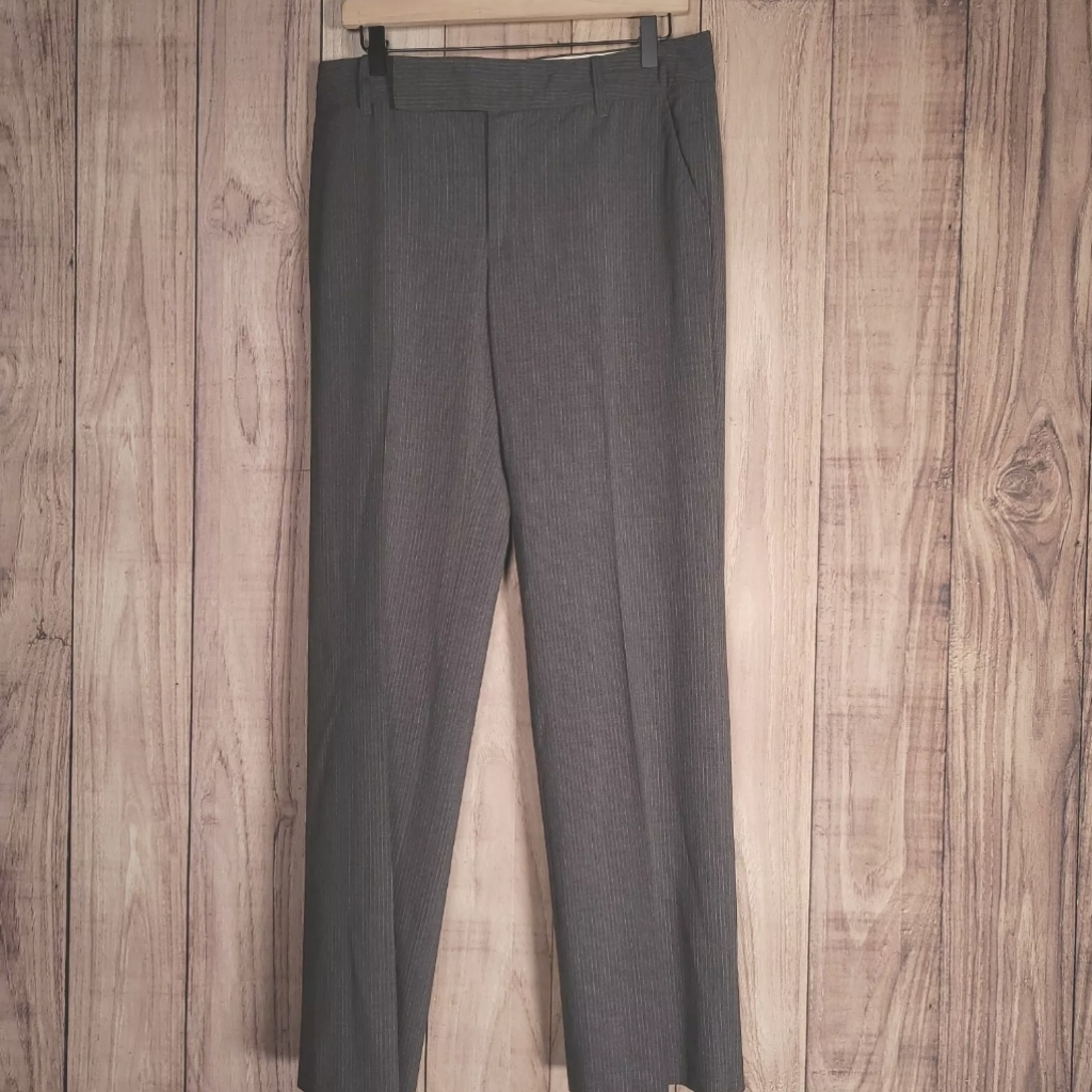 Banana Republic Size 8 Pants Gray White Striped